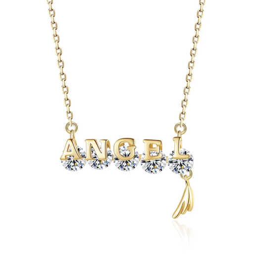 925 Sterling Silver Angel Letter Necklace