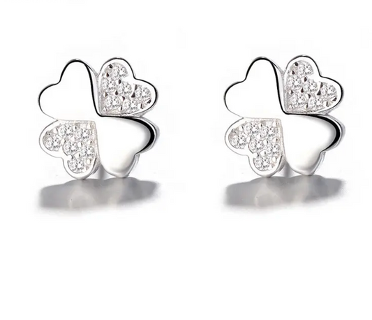 925 Silver Earrings 925 Sliver Clover Shape Earrings