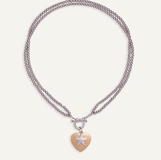 Star Two-Tone Neckless with Adjustable Chain