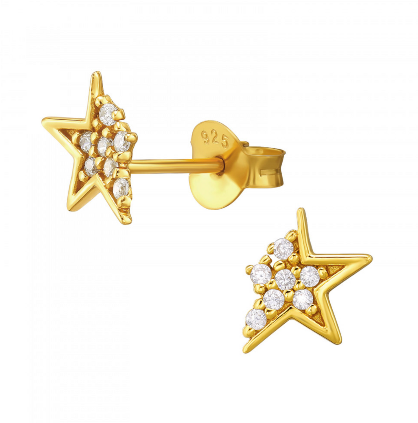 fading star - 925 sterling silver cubic zirconia ear studs