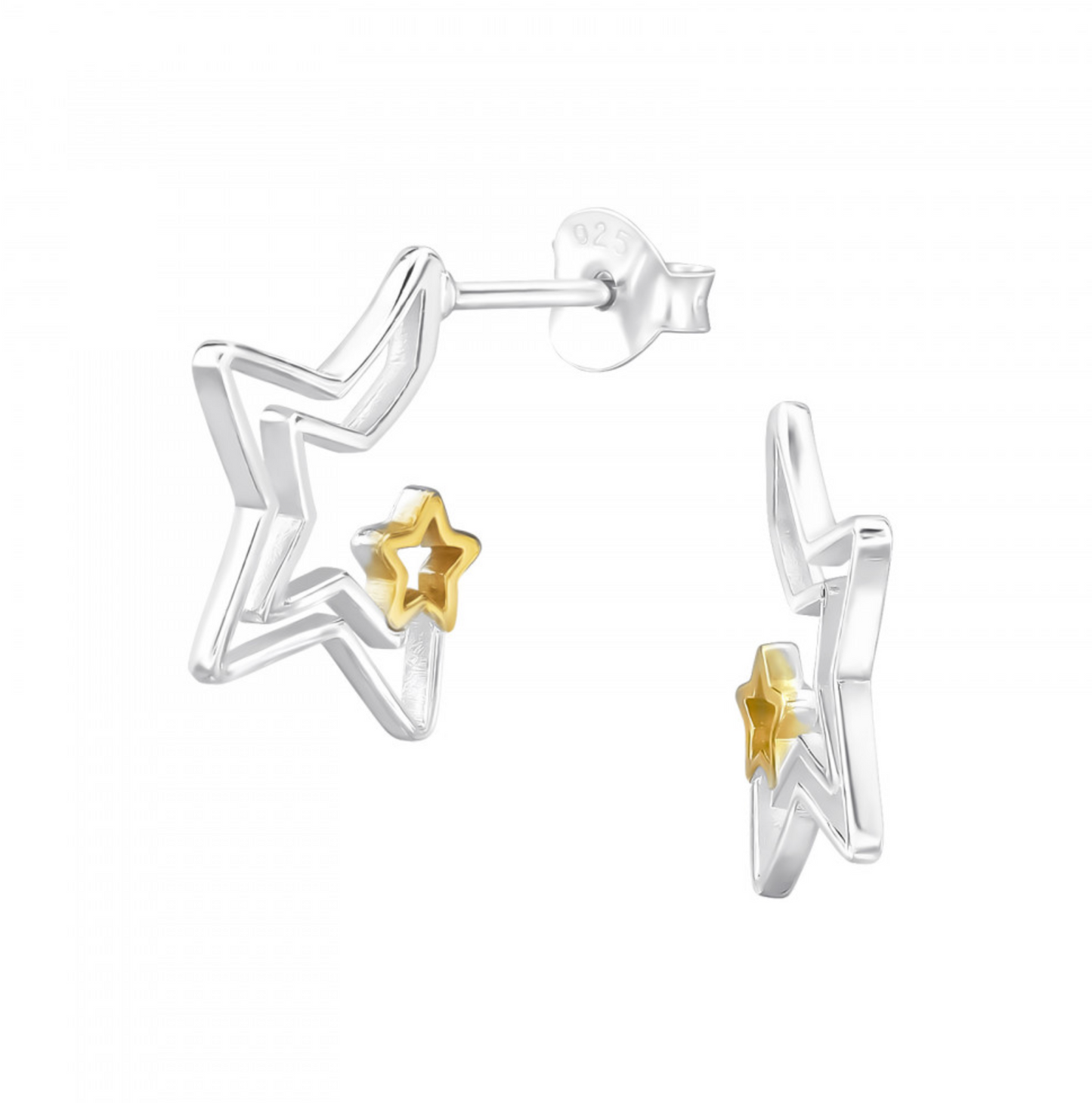 star - 925 sterling silver plain ear studs