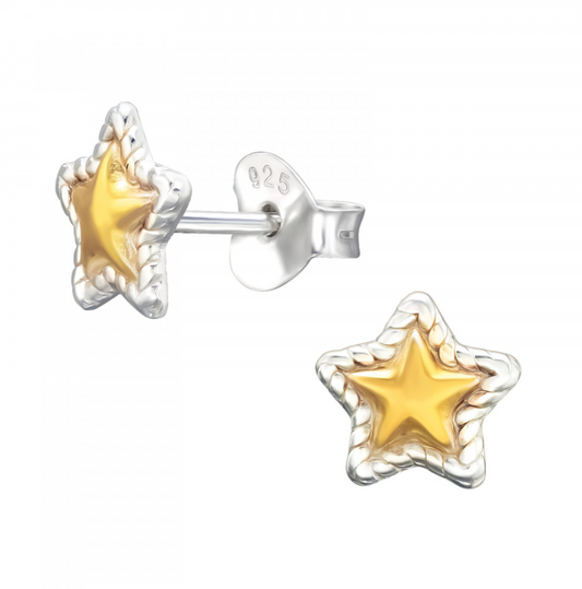 Star - 925 Sterling Silver Plain Ear Studs
