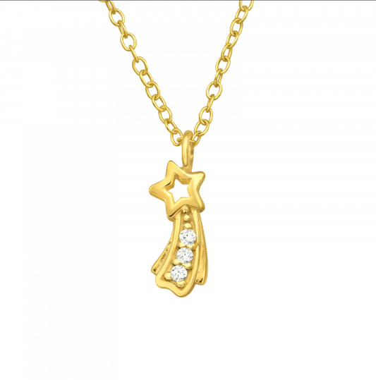 Shooting Star - 925 Sterling Silver Jewelled Necklaces