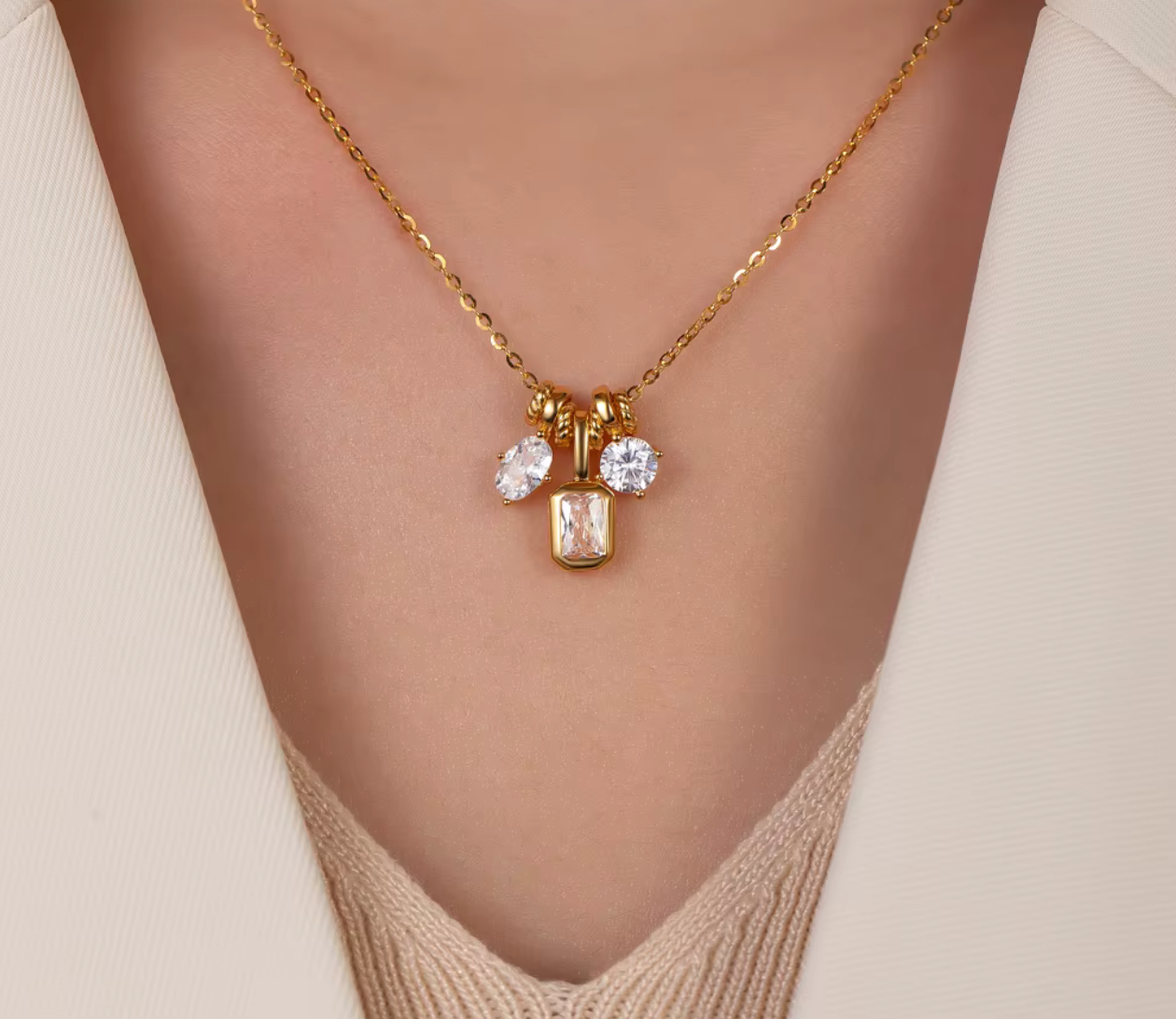 tassel zirconia charm neckless