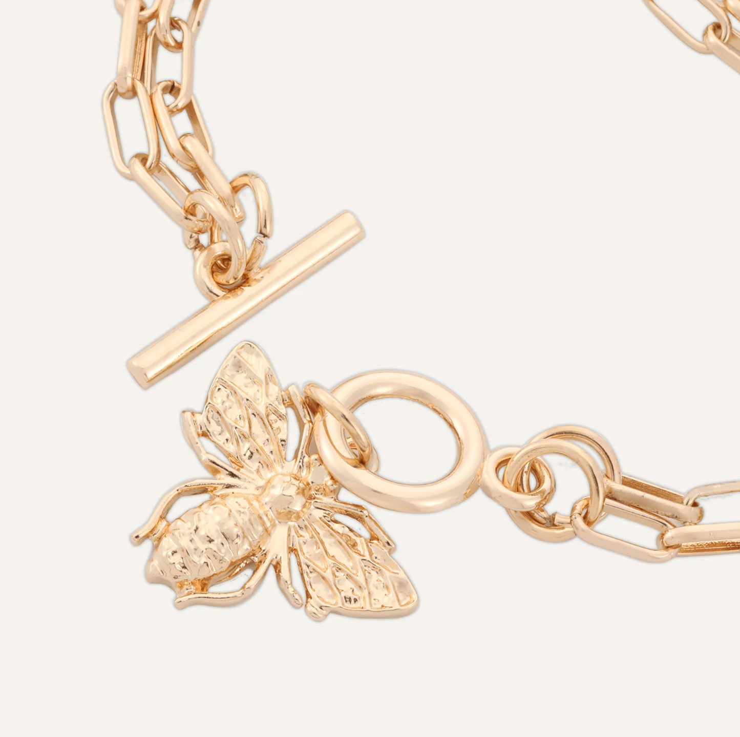 bee t-bar gold bracelet with elegant bee charm – luxury adjustable jewelry