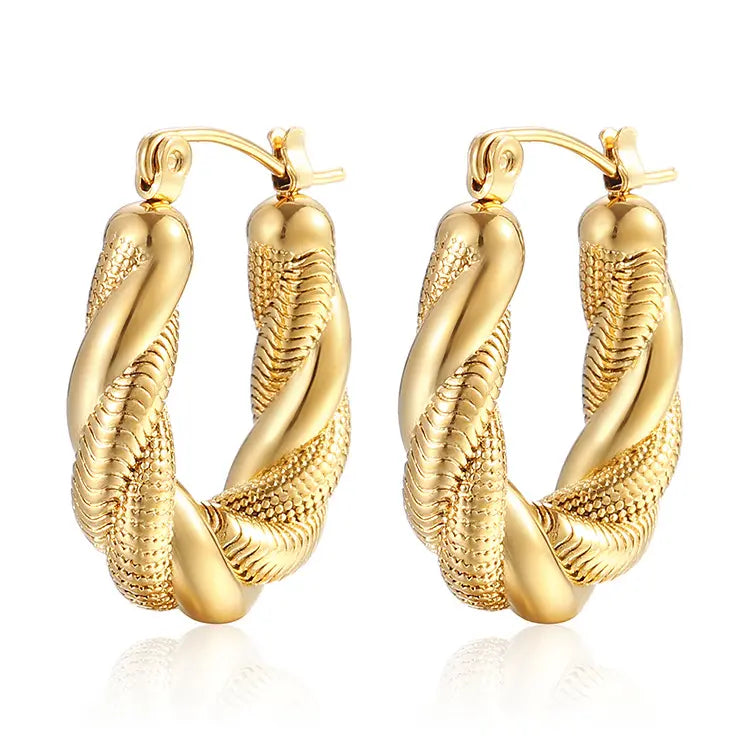 gold large twisted hoops